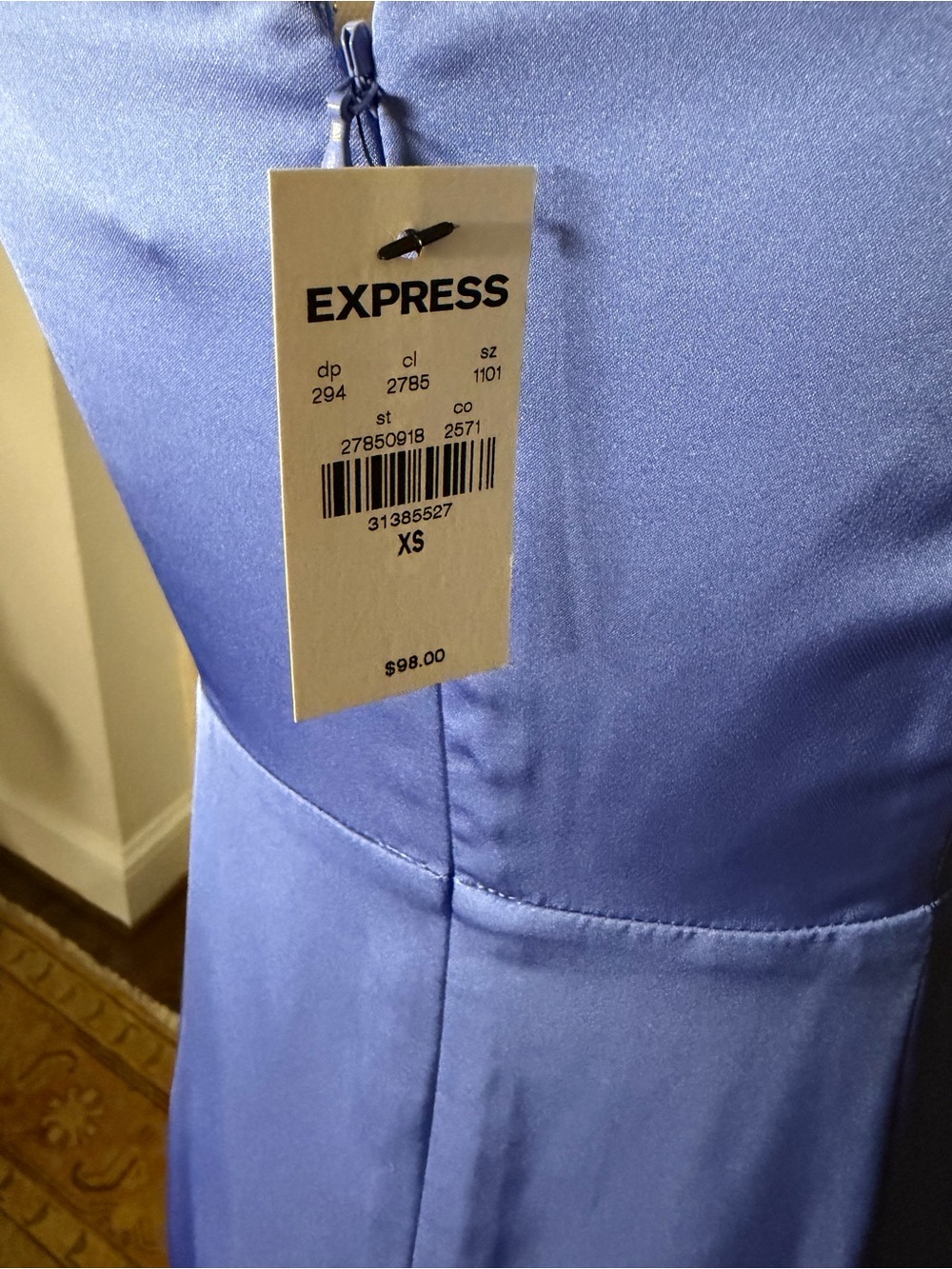 Express Periwinkle Ruffle Wrap High-Low Slip Dress - Picture 3 of 4